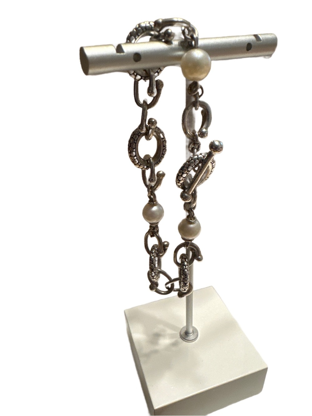Michael Dawkins Silver and Pearl Bracelet